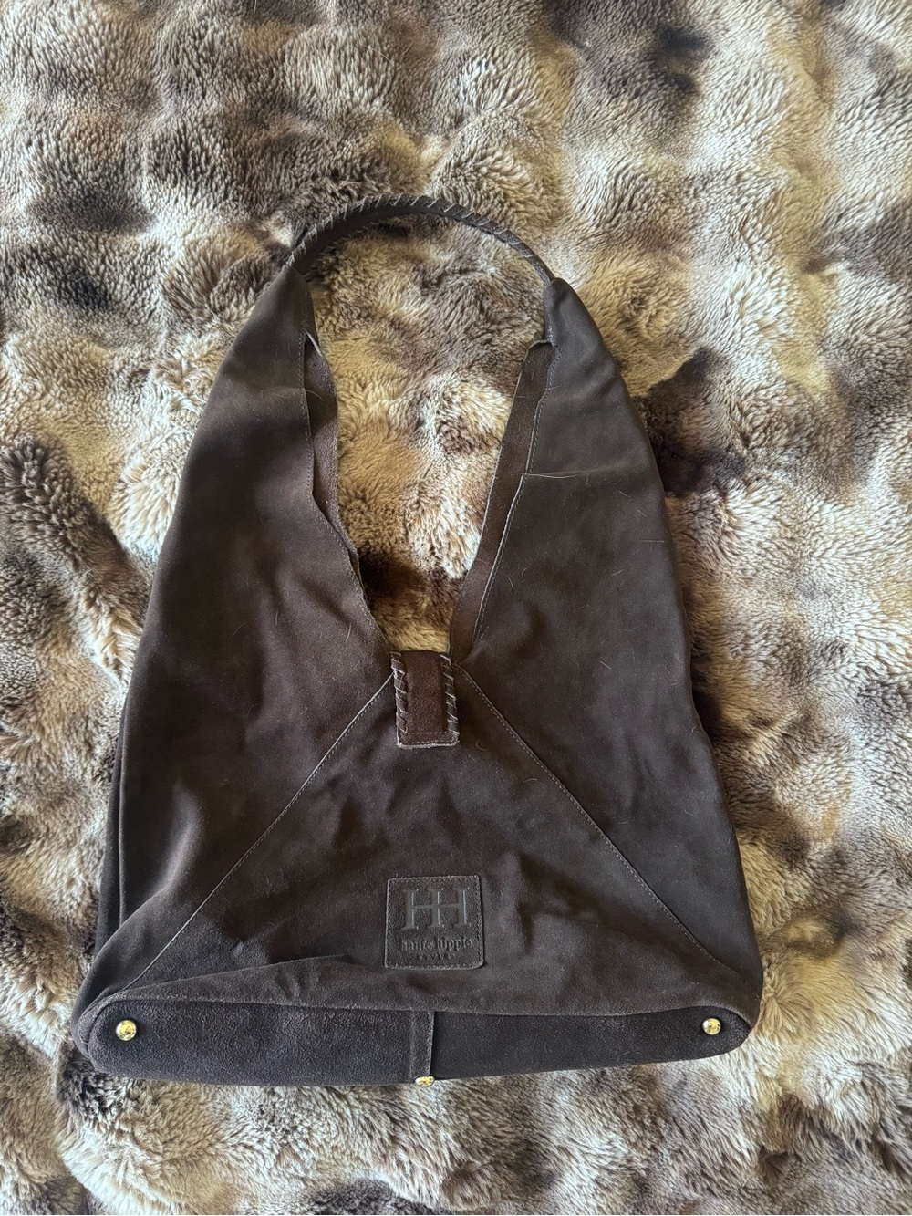 Classic Brown Suede Hobo Bag - Women's Shoulder Tote - Picture 2 of 3